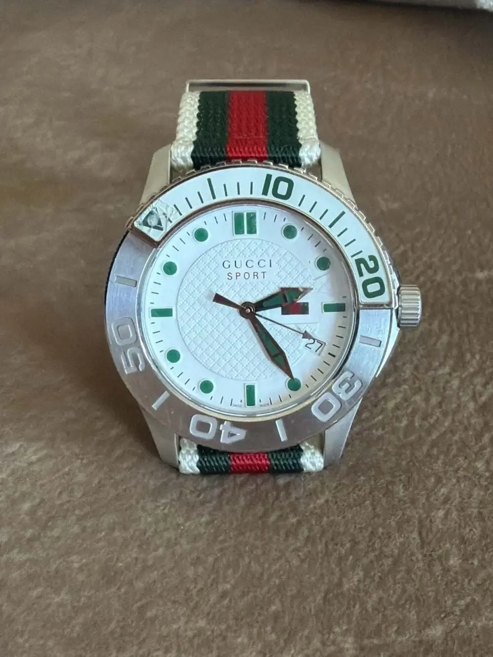 Gucci Sport 126.2 G-Timeless Watch with Web Stripe Nylon Strap